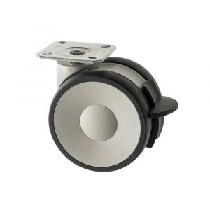 LS 100mm Twin Wheel Medical Castor with a Plate Fitting and a Brake