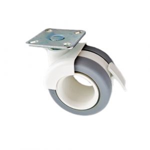 Contemporary Grey Twin Wheel Castor Braked with Plate Fitting