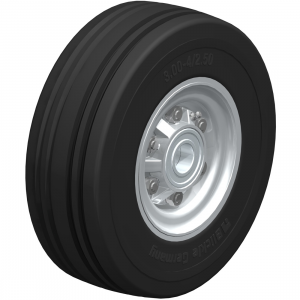 250mm Heavy Duty Super-Elastic Solid Rubber Wheel 25mm Bore 600kg