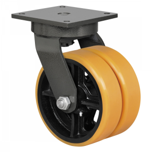 300mm Heavy Duty Swivel Castor Twin Fabricated Polyurethane Wheel 2800kg
