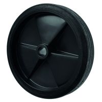 Rubber Trolley Wheel Black Plastic Centre 200mm Dia. 20mm Bore