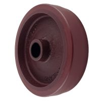 Red Polyurethane Wheels Cast Iron Plain Bore