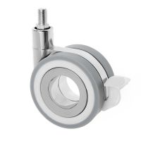 Twin Wheel Furniture Castors with Brake & Thread Black / Grey