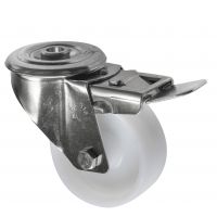 Stainless Steel Bolt hole castor with white nylon wheel 