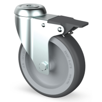 Institutional Swivel Braked Zinc Plated Castor Grey Thermoplastic Wheels