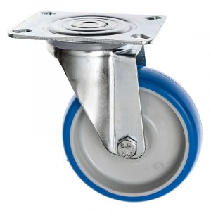 Polyurethane Castors - Swivel Castors 80mm Blue Polyurethane Wheel