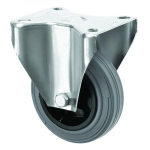 Fixed Rubber Castors - 150mm Fixed Castors Grey Rubber Wheel