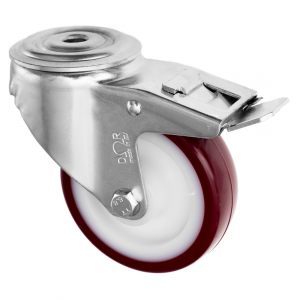 Bolt Hole Swivel Braked Castor Polyurethane Wheel