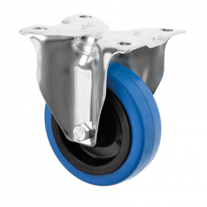 80mm Fixed Non Marking Blue Rubber Castors 150kg