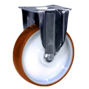 LAG 150mm Fixed Zinc Plated Steel Caster with Orange Polyurethane Wheel 