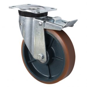 LAG 100mm Braked Heavy Duty Casters with Polyurethane Wheel 450kg Load 