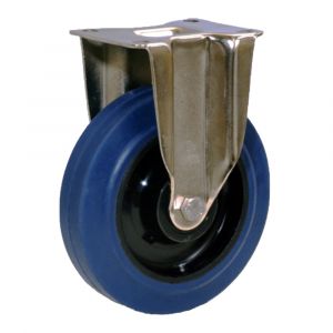 LAG 125mm Fixed Zinc Plated Steel Caster with Blue Elastic Wheel