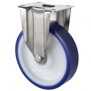 LAG 175mm Fixed Blue Polyurethane Castor with Top Plate Fitting