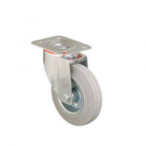 125mm Pressed Steel Swivel Castor with Grey Rubber Wheel