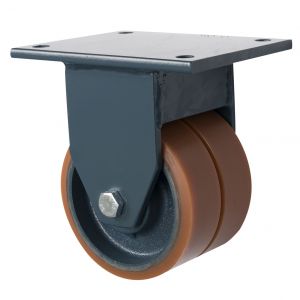 LAG Fixed Twin Wheel Cast Iron Castor with Polyurethane Tyre 