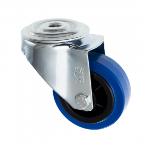 80mm Swivel Bolt Hole Castor Blue Rubber Wheel