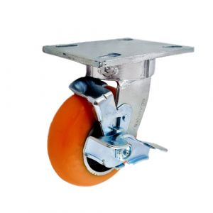 Kingpinless Braked Caster with Donut Wheel Low Rolling Resistance 1