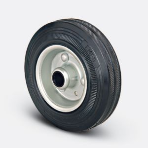 200mm Solid Black Rubber Wheels Metal Centre 205kg Load Capacity