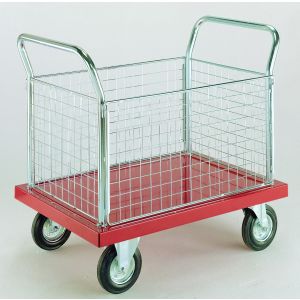 Designer Platform Trolley 4 Sides  Mesh Deck 1200 x 800mm Red