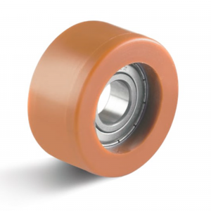 Orange Polyurethane Guide Roller 22mm Diameter 5mm Ball Bearing