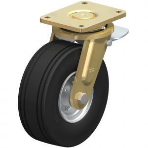 Heavy Duty Swivel Castor with Super Elastic Wheels and Leading Brake 250mm Diameter