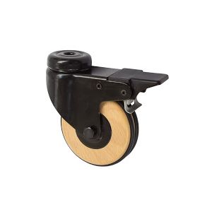 Braked Wood Series Castor with Black Finish and Black Rubber Trim