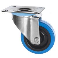 Stainless Steel swivel Castors Blue Rubber