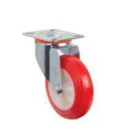 Pressed Steel Swivel Castors with Red Thermoplastic Wheel