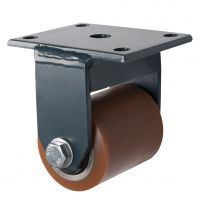 E70 Fixed Top Plate Castors with Brown Polyurethane Wheel 