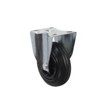 Pressed Steel Fixed Castors with Black Polypropylene Wheel