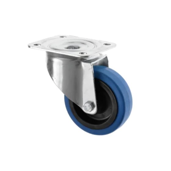 100mm Swivel Castors Non Marking Blue Rubber Wheel